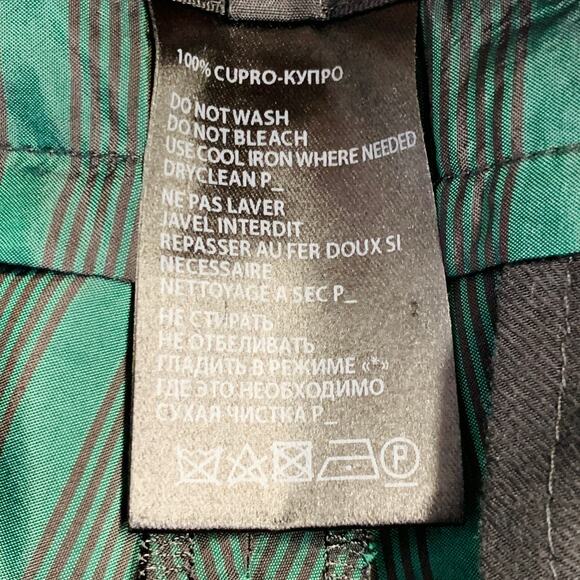 ANN DEMEULEMEESTER Size 6 Green Black Cupro Stripe Flat Front Dress Pants - Picture 5 of 6